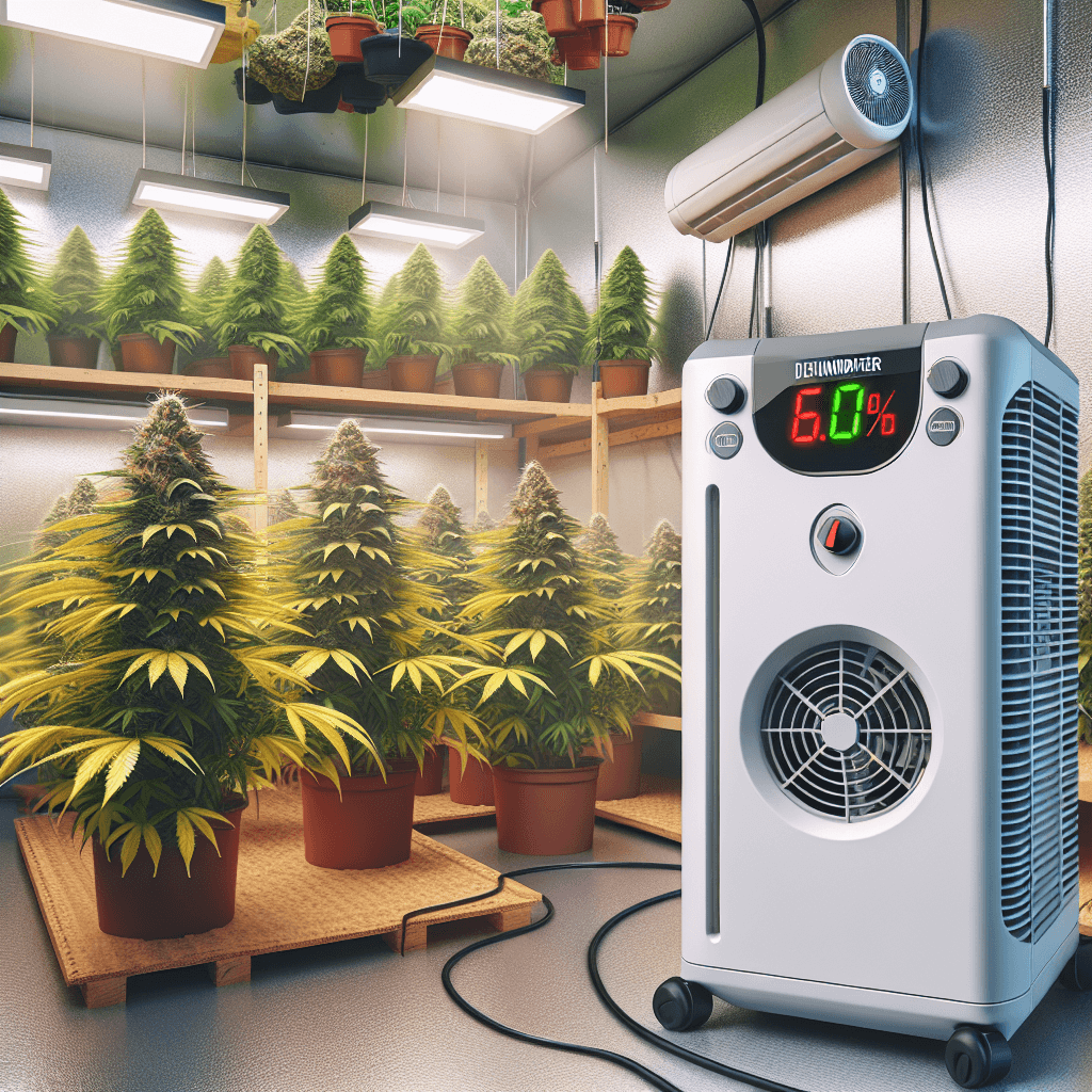 A digital art representation of a cannabis leaf with water droplets, symbolizing the importance of humidity control in cannabis drying.